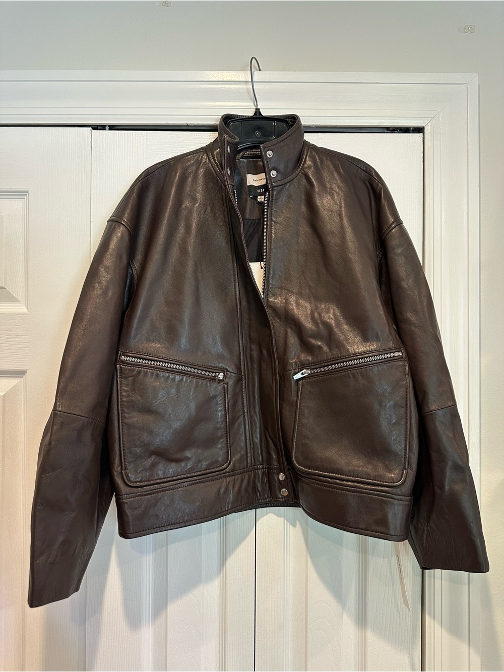 Reformation Harrison Leather Oversized Bomber - Picture 3 of 6